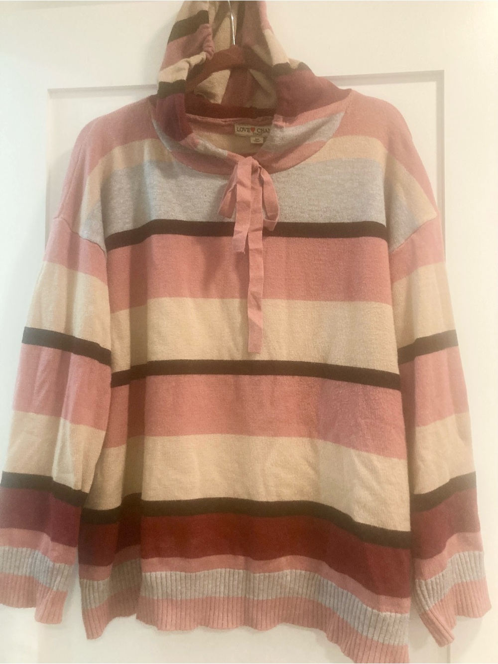 Love Change Women’s Multi-Color Striped Hooded Pullover Sweater